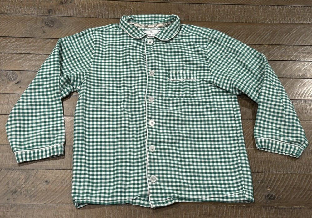 Petite Plume Green Gingham Classic Flannel Pajama Shirt - Size 10uyyl